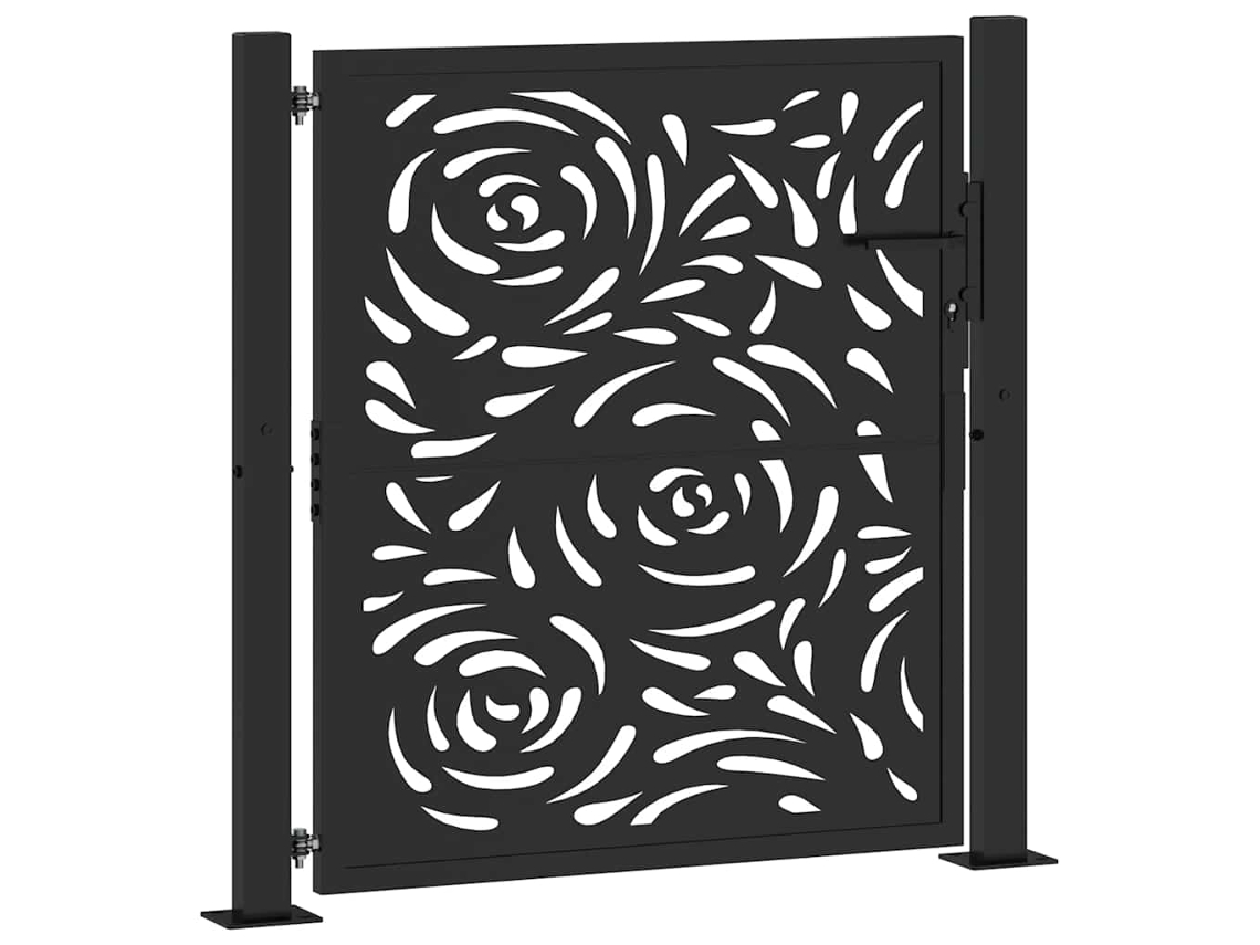 Maison Exclusive - Portão De Jardim Preto 100x100 Cm Aço Design Chama