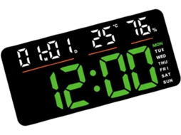 Relógio De Parede Eletrônico Multifuncional Moderno E Grande Com Hora E Data, 2 Alarmes, Cronômetro Regressivo