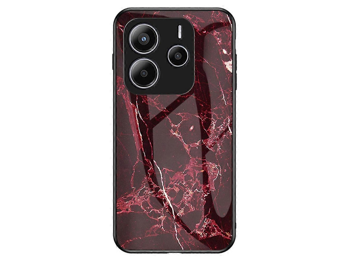 Capa Protetora Para Xiaomi Redmi Note 14 5g Com Padrão De Mármore, Vidro Temperado, Pc, Tpu, Mármore Vermelho Sangue