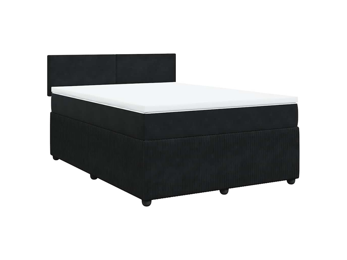Cama com Molas/colchão 140x190 Cm Veludo Preto MAISON EXCLUSIVE