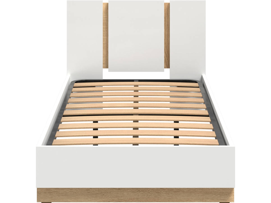 Embalagem de Peças DORMUS para Cama Individual com Estrado Incluído (Branca e Carvalho - 190 x 90 cm)