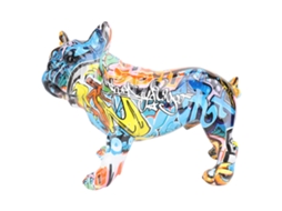 Estátua de Bulldog de Resina Azul para Sala e Escritório S/MARCA