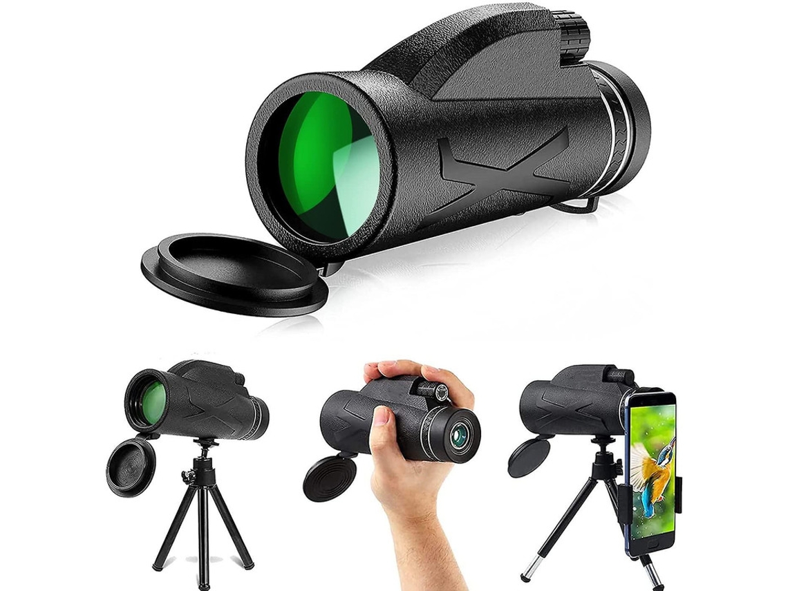 Telescópio Monocular 10x42 Hd Compacto Portátil Ip68 Adaptador Smartphone Tripé Observação Pássaros Preto Bestvite