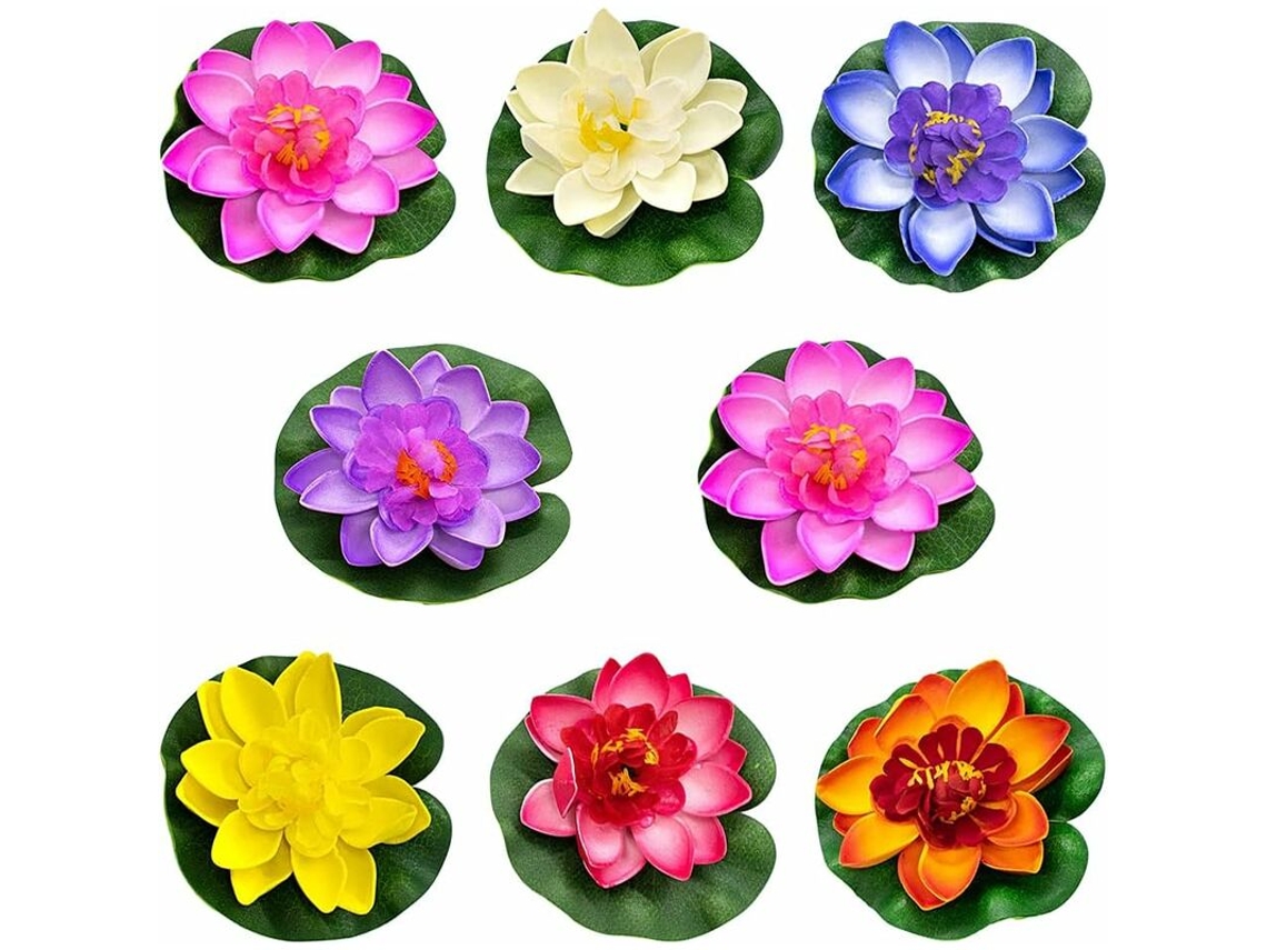 Flor de Lótus de Espuma, 8 Peças de Lírios d'água Artificiais Brancos, Lírio d'água Flutuante Artificial, Lírio d'água Artificial AQUAFORGE (colorido)