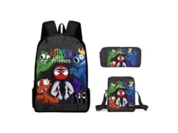 Conjunto De Mochila Infantil Com Estampa De Arco-íris E Três Peças: Mochila, Mochila De Refeição A Tiracolo E Estojo, Modelo W