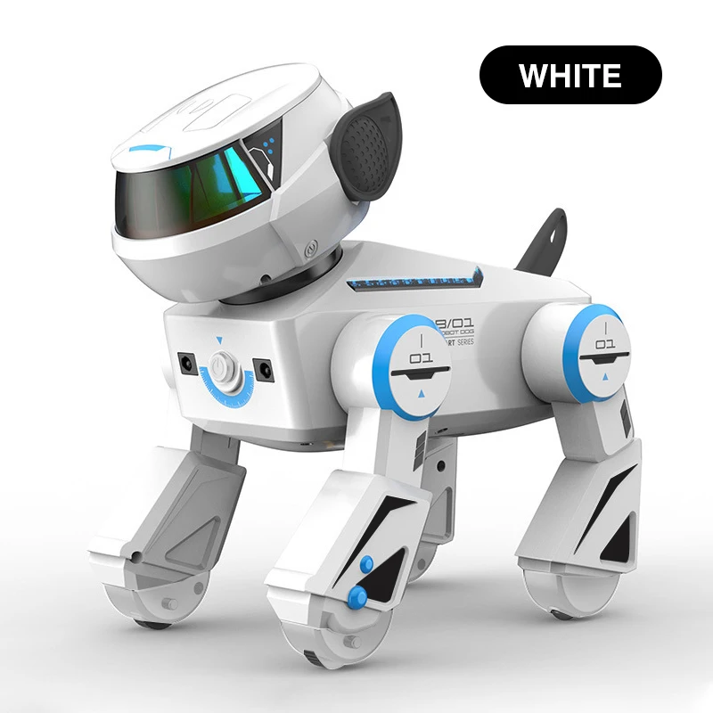 Cão Acrobático Inteligente com Controle Remoto, Brinquedo Interativo de Animal com Controle Remoto de 2,4 Ghz MDUG (branco)