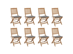 Cadeiras De Exterior Dobráveis C/ Almofadões 8pcs Acácia Maciça Dkd Home Decor
