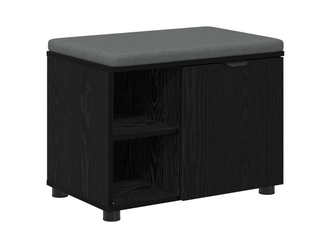Banco de Hall com Almofada Liso Carvalho Preto 60x38x46 cm MAISON EXCLUSIVE