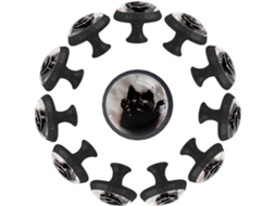 Puxadores Redondos Para Gavetas De Cômoda, Puxadores Para Armários De Cozinha, 12 Peças, Gatinho Preto, Puxadores E