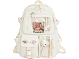 Mochila Kawaii Com Pingente, Capacidade Grande Urso Fofo Acessórios Para Escola Mochila Com Múltiplos Bolsos Para Adolescentes Meninas