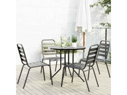 Vidaxl Conj. Cadeiras Jardim Encastrar 5pcs Aço Revestido Pó Antracite