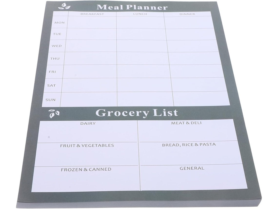 Carnet Destacável Lista De Alimentos Planificador De Repas Hebdomadaire Em Papel Noir, Bloco De Notas Rappel