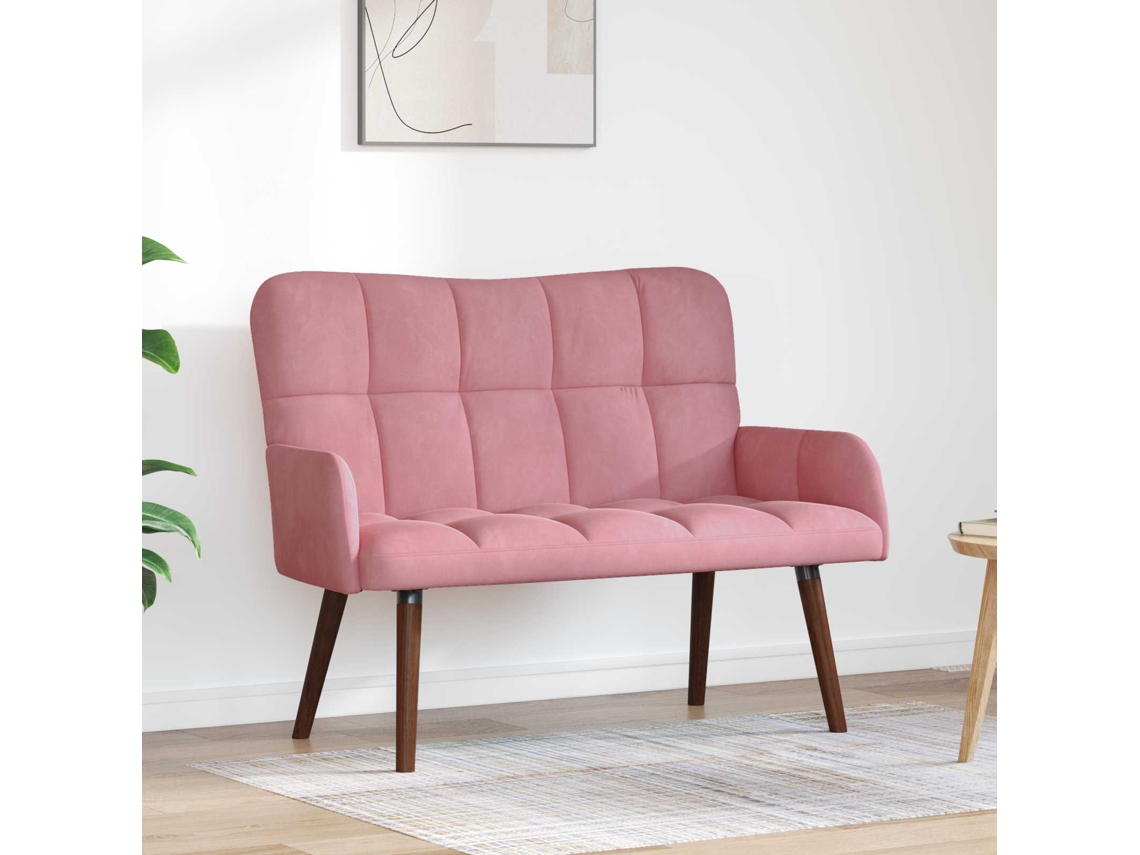Vidaxl Sofá Para 2 Pessoas Rosa 115 X 61 X 87 Cm Veludo