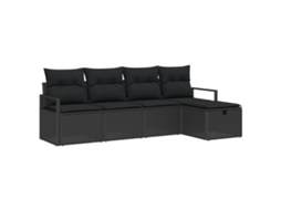Conjunto 5 Sofá De Jardim Vidaxl Preto Vime Pe (230 X 117 X 85 Cm)