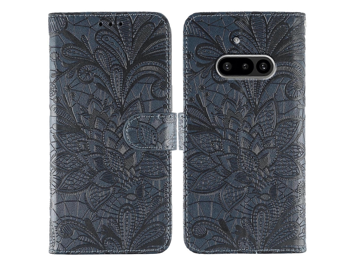 Capa De Celular Flip Em Couro Com Relevo De Flor De Renda Para Nothing Phone 3a