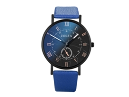 Reloj De Pulsera Para Hombre De Cuero Pu Con Números Romanos Y Cuarzo Azul