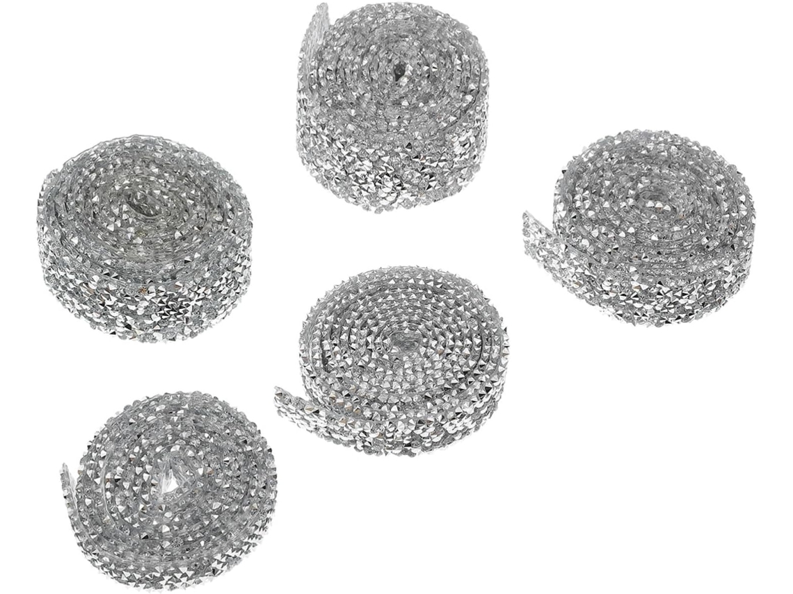 Veemoon - 5 rolos de fita adesiva com strass resistente ao calor, em 5 comprimentos diferentes, para decoração de sapatos e calçados.
