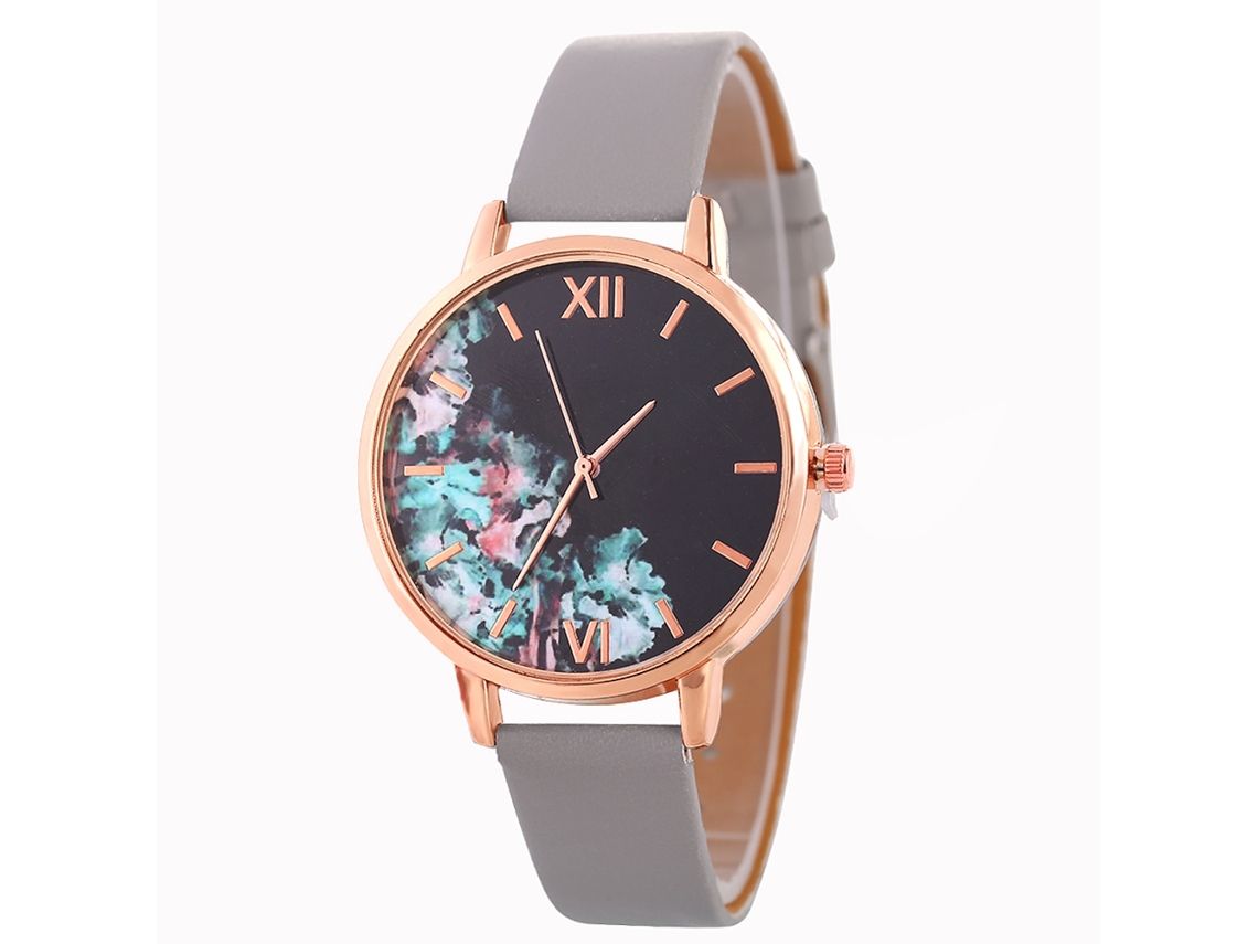 Relógio de Pulso Feminino Analógico de Quartzo com Mostrador Redondo Fashion Cinza
