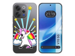 Capa Tumundosmartphone De Silicone Transparente Para Vivo V70 5g Com Estampa De Unicórnio