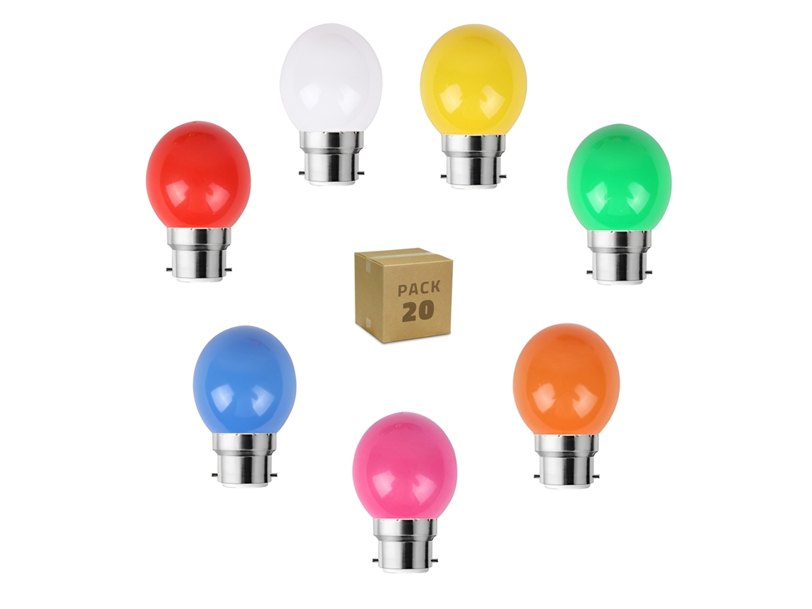 Pack 20 Lâmpadas Led B22 3w 240 Lm G45 Monocor Branco Quente