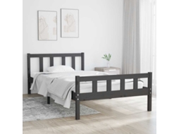 Vidaxl Estrutura De Cama 100x200 Cm Madeira Maciça Cinzento