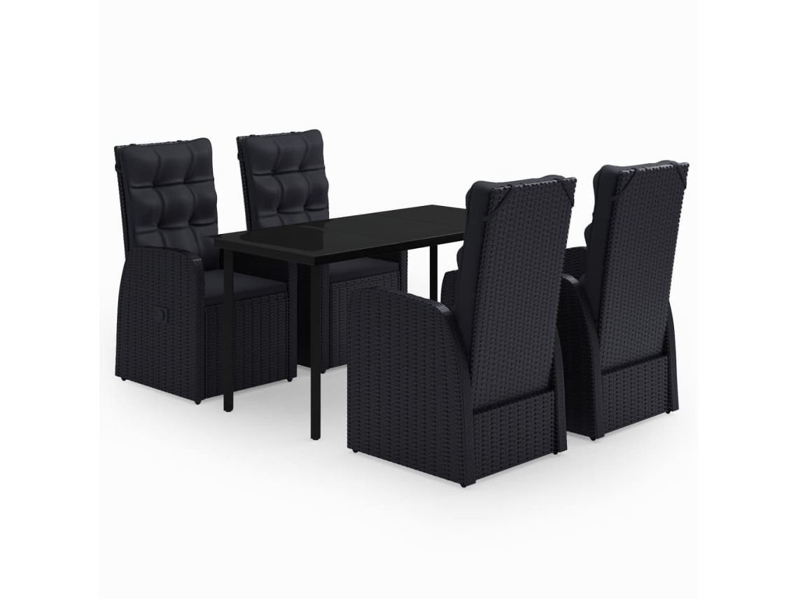 Maison Exclusive - 5 Pcs Conjunto De Jantar P/ Jardim C/ Almofadões Preto