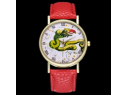 Relógio de pulso analógico de quartzo com mostrador redondo elegante (vermelho)
