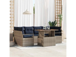 Vidaxl Conjunto De Sofá De Jardim Manual 7 Pcs Cinzento E Azul Marinho