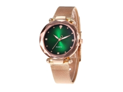 Relógio de Pulso Analógico de Quartzo com Pulseira de Aço Casual Luxo Verde