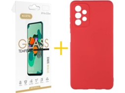 Capa e Película Samsung A32 5G ACCETEL Vidro Temperado 4652 Vermelho