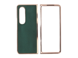 Aetheria capa de Couro de Vaca Nanoplacada com Grão Cruzado para Samsung Galaxy Z Fold 4 Verde