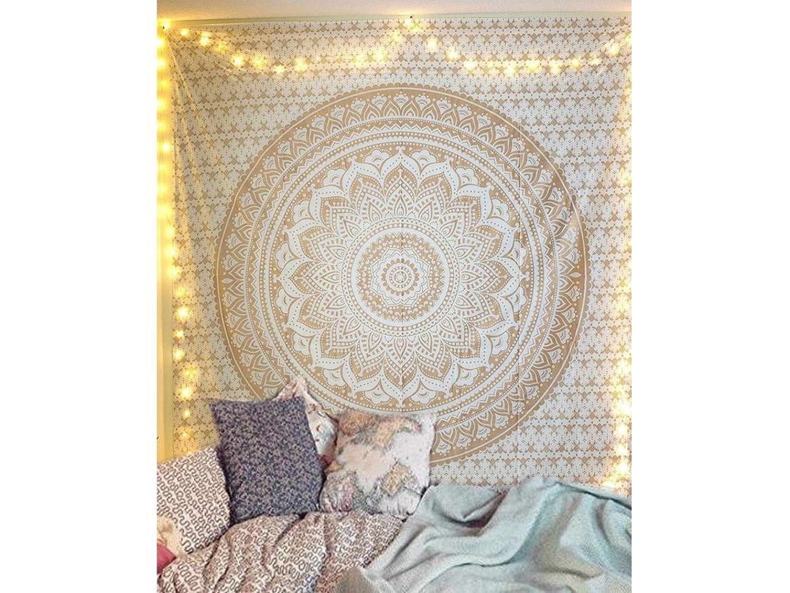 Toalha De Parede Mandala Dourada 200x150cm Algodão Decoração De Lar Tapete De Parede Cobertor Cortina