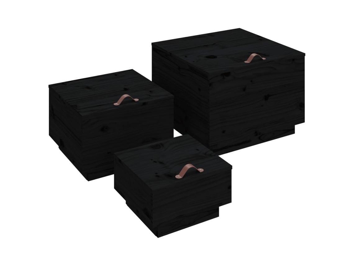 Storage Box, Storage Boxes Vidaxl Preto Madeira De Pinho (n/a)