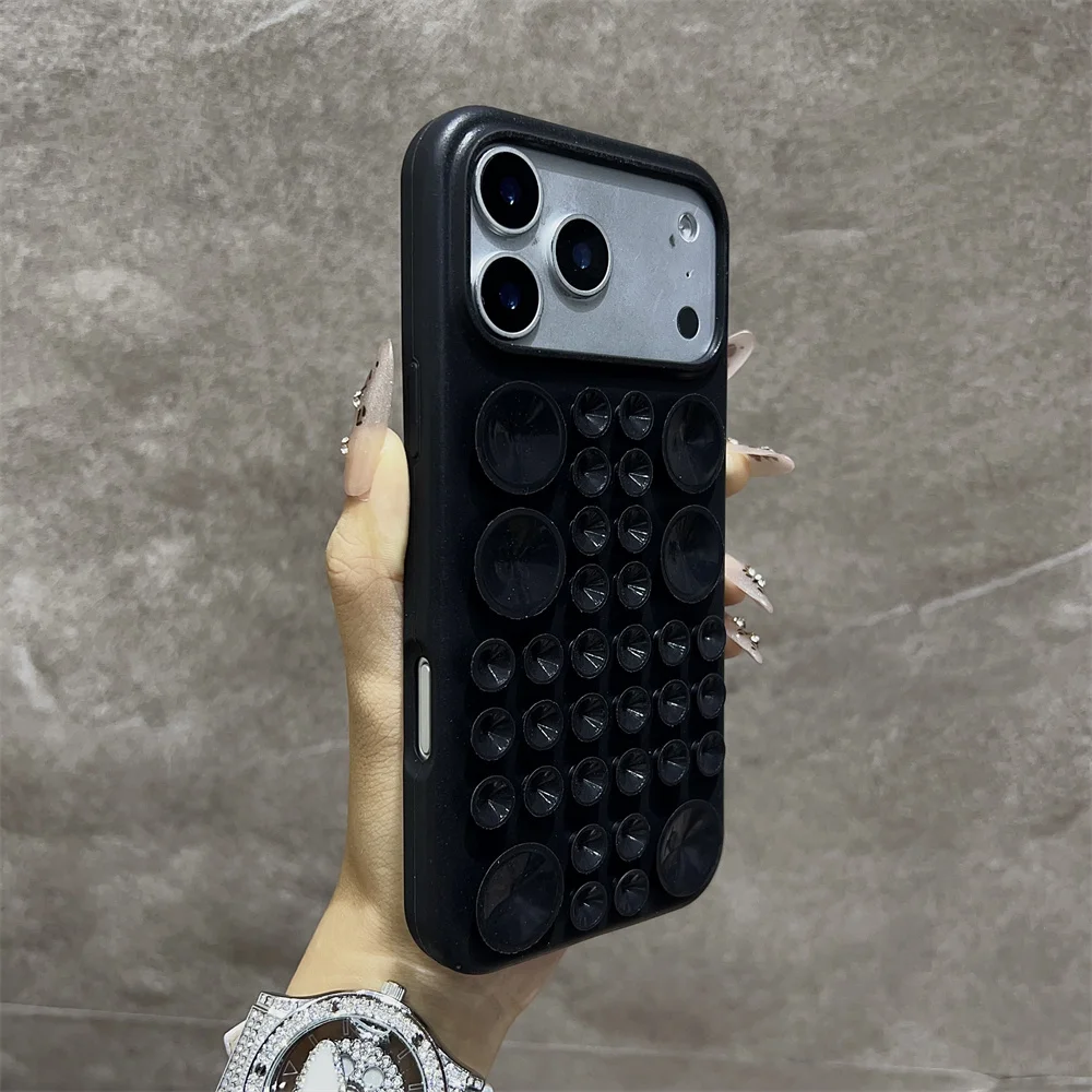Capa De Silicone Redonda À Prova De Choque Com Ventosa Para Iphone 16 Pro (preta).