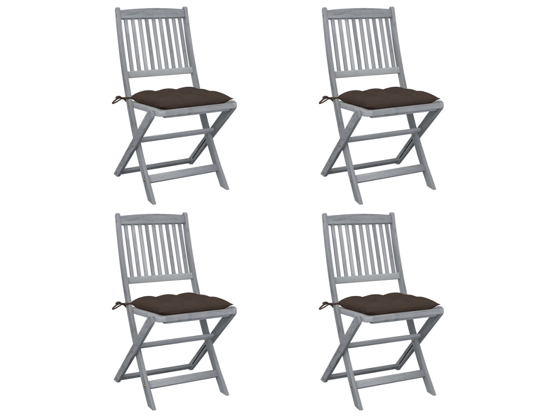 Folding Chair, Folding Chairs Vidaxl Cinzento-acastanhado Madeira De Acácia (n/a)