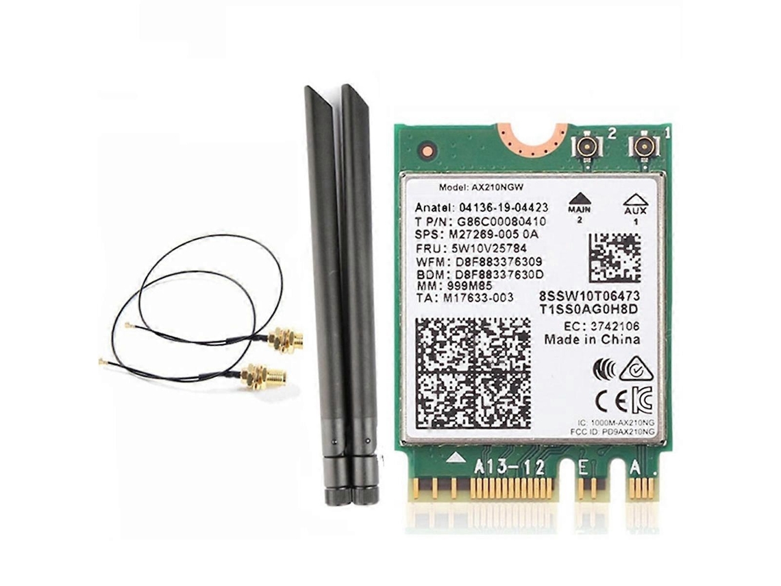 Placa Wifi Ax210ngw Wifi6e 5374 Mbps Tri Band 2.4g/5g/6g Bluetooth 5.2 Slowmoose