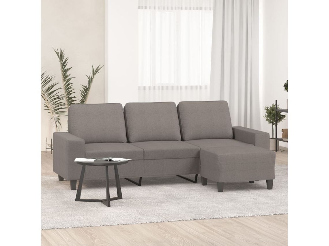 Vidaxl Sofá 3 Lugares Com Apoio De Pés 180 Cm Tecido Cinza-acastanhado