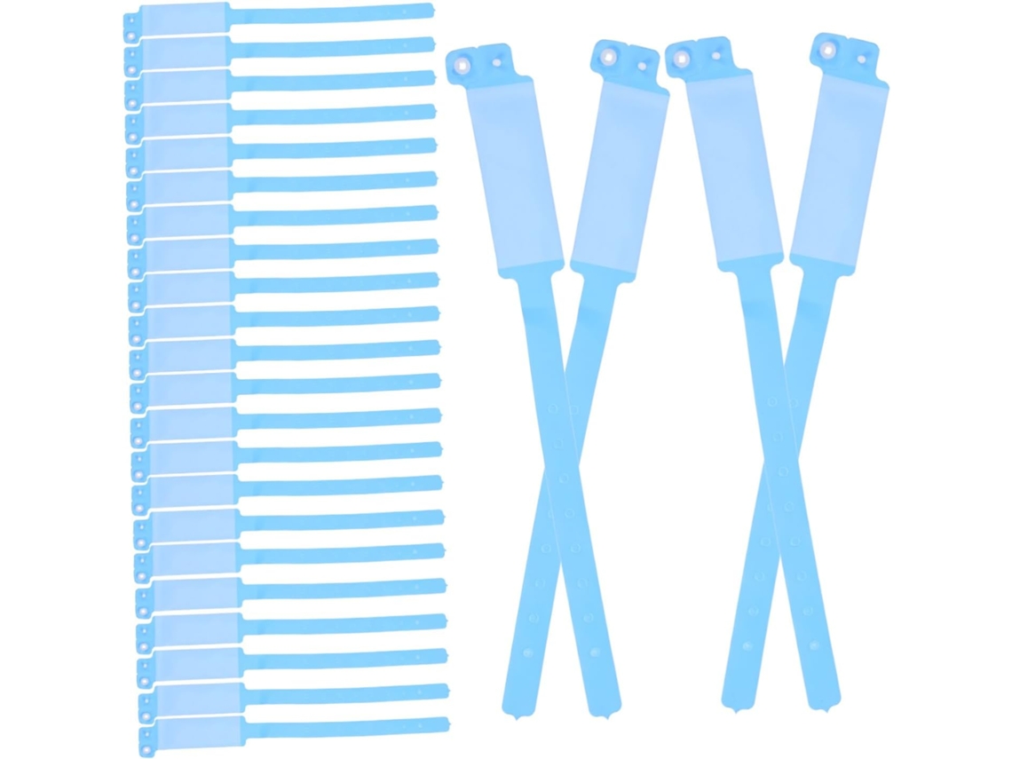 Pacote com 100 pulseiras descartáveis para identificação médica, à prova d'água e resistentes a arranhões, para hospitais e outros locais.