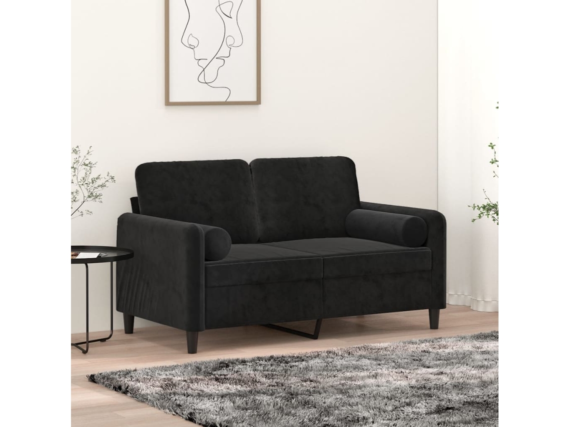 Vidaxl Almofadas Decorativas 2 Pcs Ø15x50 Cm Veludo Preto
