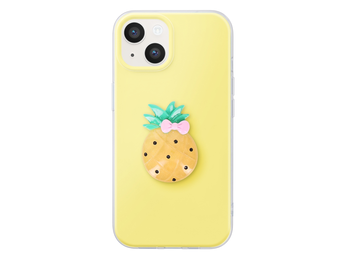 Capa Para Iphone 14 Com Motivo Abacaxi Em Relevo 3d E Borda Elevada