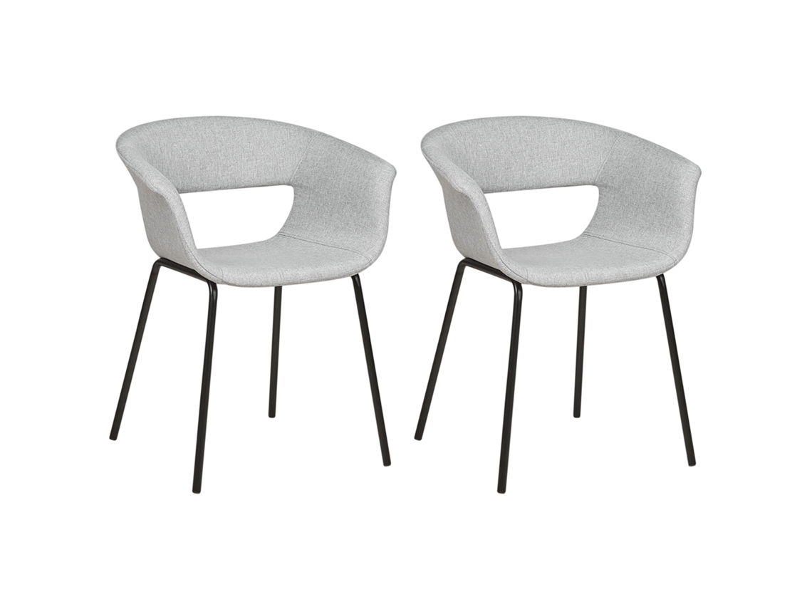 Conjunto De 2 Cadeiras De Refeição Modernas	 BELIANI Elma De Tecido Cinzento Claro 63x50x76