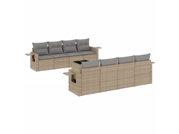 Conjunto de 9 sofás de jardim com almofadões Vime Pe Bege MAISON EXCLUSIVE (90x200 cm)