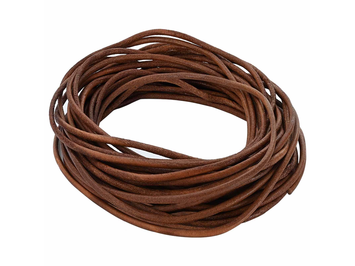 Conjunto 1 Corda De Couro Vidaxl Castanho Couro (ø3 Mm X 5 M)