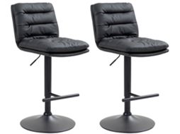 Conjunto de 2 bancos de bar Damar em imitação de pele preto/preto CLP