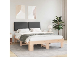 Vidaxl Estrutura De Cama Com Cabeceira Estofada Cinza Escuro