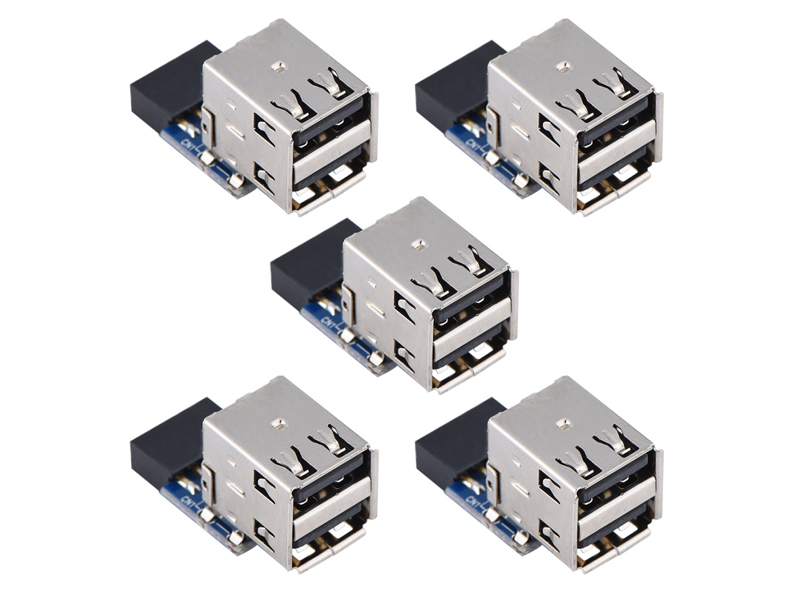 5 Peças Adaptador De Cabeçalho 9pin/10pin Da Placa Mãe Usb2.0 Para 2 Portas Usb2.0 Tipo A (tipo A) Cabeçalho 9 Pin Da Placa Mãe Usb Para Usb2.0