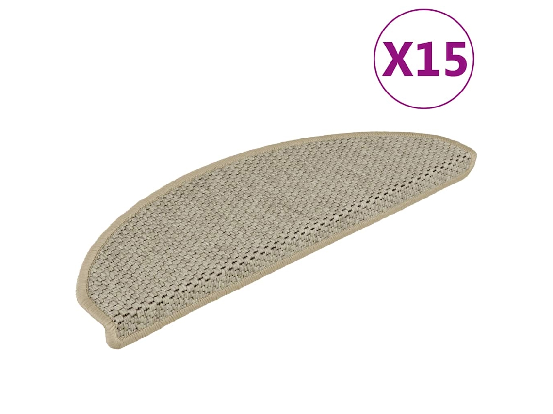 Vidaxl Tapetes Escada Adesivos Aspeto Sisal 15 Pcs Verde-claro