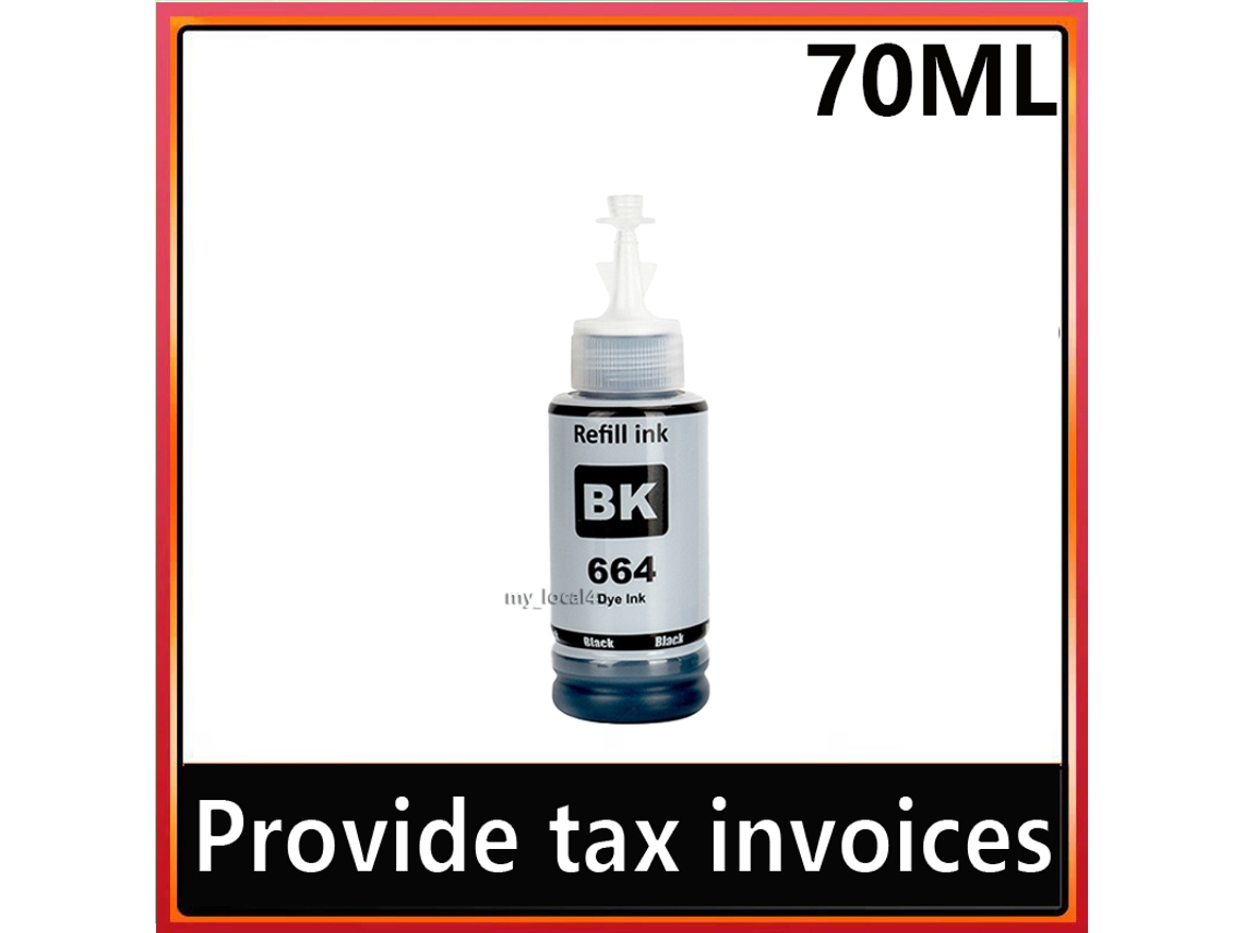 Preto (70ml) t664 Para Eco Tank L360 L380 L355 L210 L220 L365 L310 L130 L110 L350 L1300 L1455