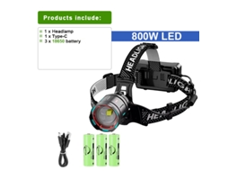 Nova Lanterna De Cabeça Super Potente 800w Led Com Sensor Ir, Recarregável, Alcance De 5000m, Ideal Para Pesca E Uso Externo Viewleaf