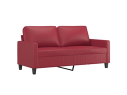 Sofá de 2 Lugares 140 cm em Couro Artificial Vermelho Tinto MAISON EXCLUSIVE